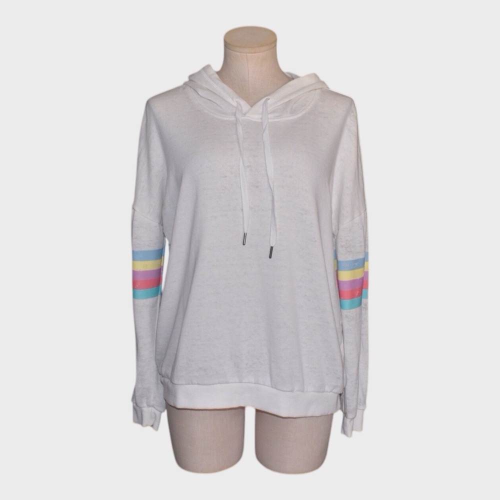 White Rainbow Sleeve‎ Hoodie